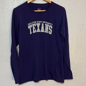 Tarleton State University Texans Long Sleeve T-Shirt Shirt Purple TSU XL Y2K